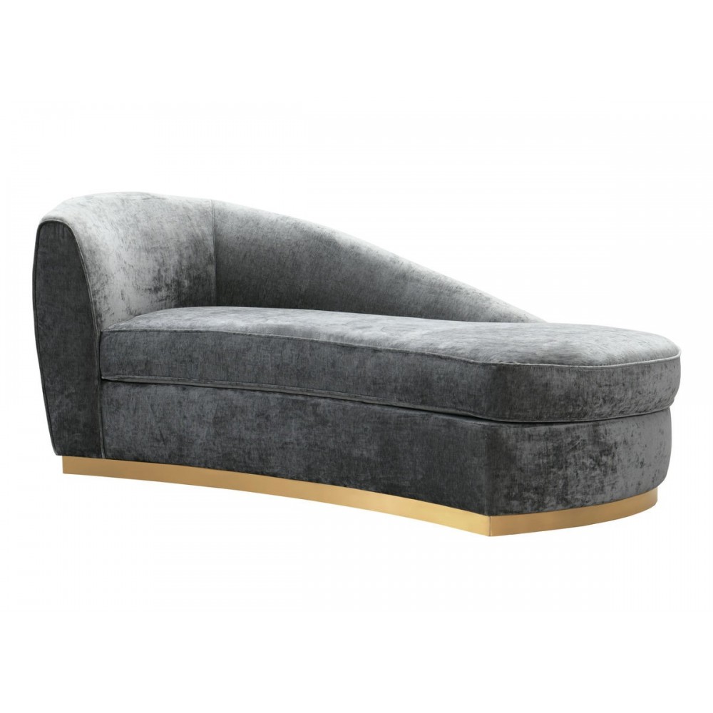 TOV Furniture Adele Grey Slub Velvet Chaise