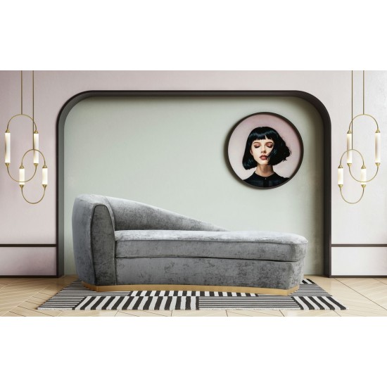 TOV Furniture Adele Grey Slub Velvet Chaise