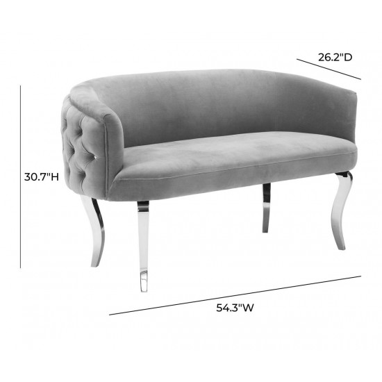 TOV Furniture Adina Grey Velvet Loveseat