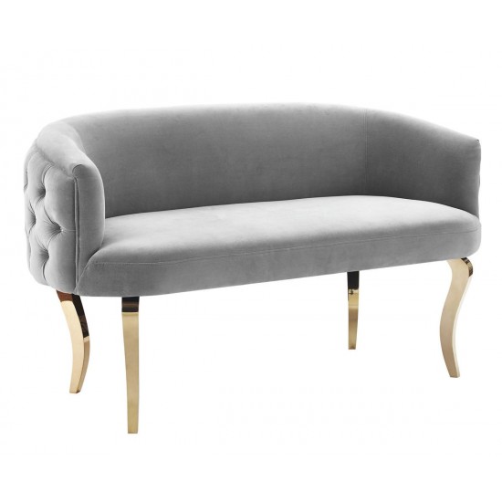 TOV Furniture Adina Grey Velvet Loveseat with Gold Legs