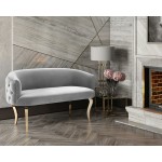 TOV Furniture Adina Grey Velvet Loveseat with Gold Legs