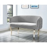 TOV Furniture Adina Grey Velvet Loveseat with Gold Legs