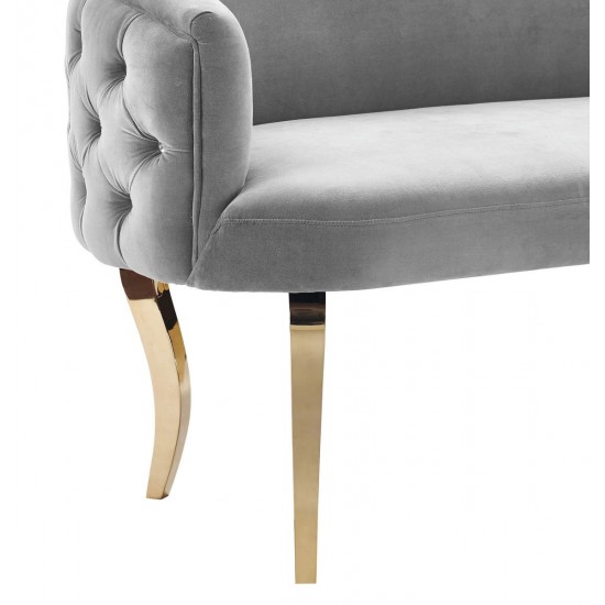 TOV Furniture Adina Grey Velvet Loveseat with Gold Legs