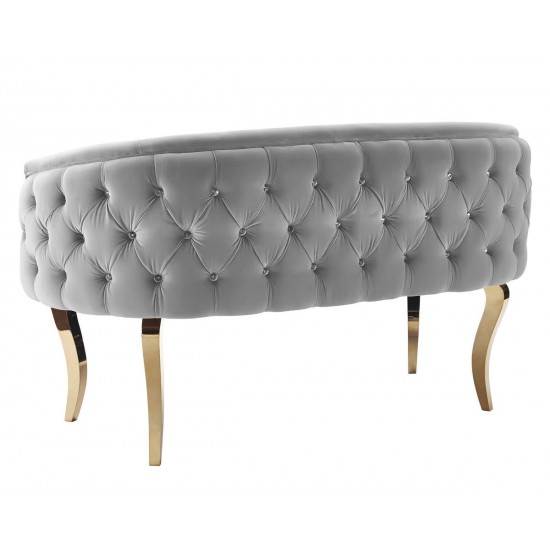 TOV Furniture Adina Grey Velvet Loveseat with Gold Legs