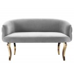 TOV Furniture Adina Grey Velvet Loveseat with Gold Legs