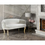 TOV Furniture Adina White Velvet Loveseat with Gold Legs