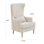 TOV Furniture Alina Cream Tall Tufted Back Chair