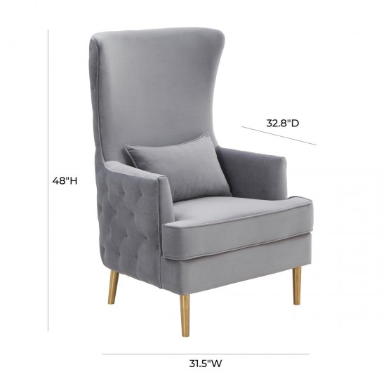 TOV Furniture Alina Grey Tall Tufted Back Chair