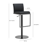 TOV Furniture Amalfi Black on Black Steel Barstool