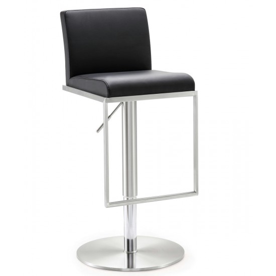 TOV Furniture Amalfi Black Stainless Steel Adjustable Barstool