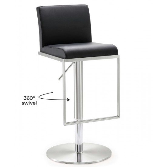 TOV Furniture Amalfi Black Stainless Steel Adjustable Barstool