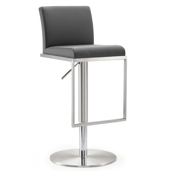 TOV Furniture Amalfi Grey Stainless Steel Adjustable Barstool