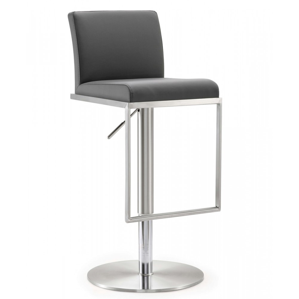 TOV Furniture Amalfi Grey Stainless Steel Adjustable Barstool