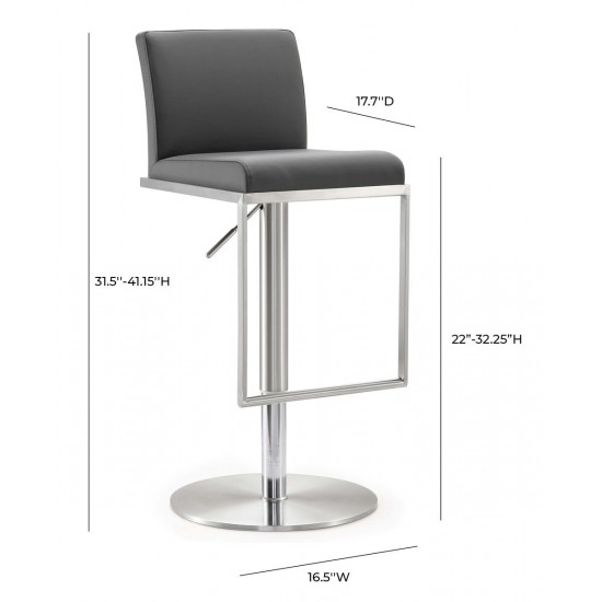 TOV Furniture Amalfi Grey Stainless Steel Adjustable Barstool