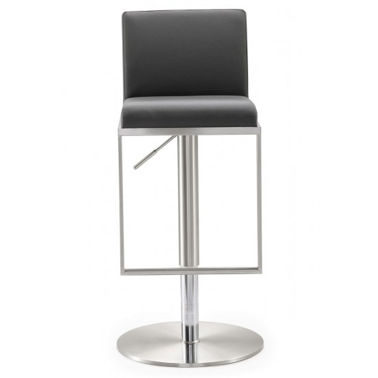 TOV Furniture Amalfi Grey Stainless Steel Adjustable Barstool