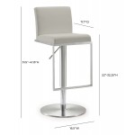 TOV Furniture Amalfi Light Grey Stainless Steel Barstool