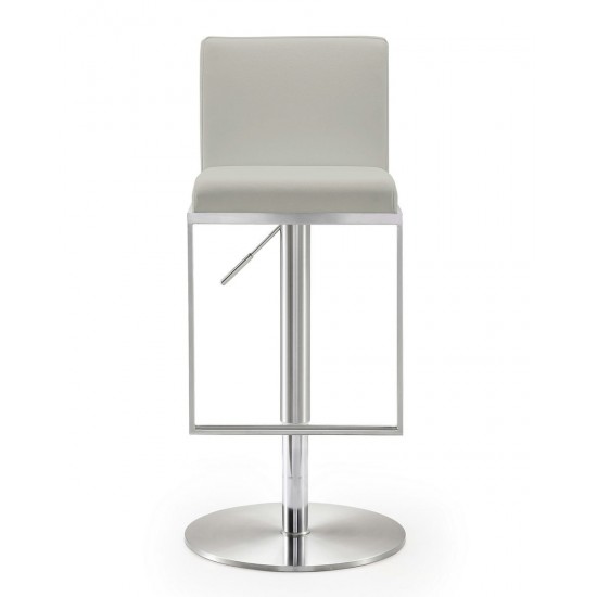 TOV Furniture Amalfi Light Grey Stainless Steel Barstool