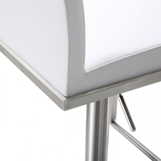 TOV Furniture Amalfi White Stainless Steel Adjustable Barstool