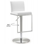 TOV Furniture Amalfi White Stainless Steel Adjustable Barstool