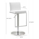 TOV Furniture Amalfi White Stainless Steel Adjustable Barstool