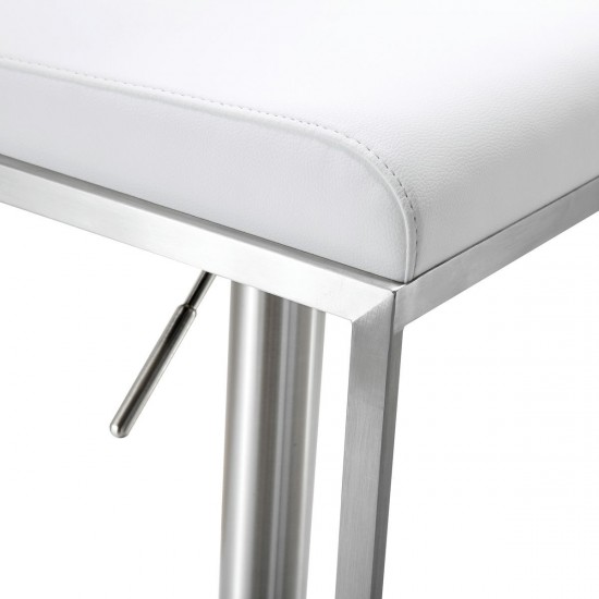 TOV Furniture Amalfi White Stainless Steel Adjustable Barstool