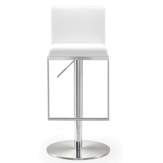 TOV Furniture Amalfi White Stainless Steel Adjustable Barstool