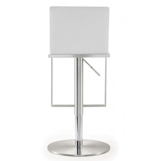 TOV Furniture Amalfi White Stainless Steel Adjustable Barstool