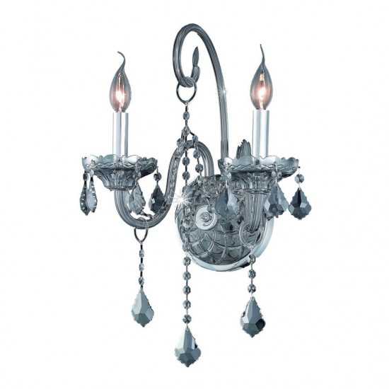 Elegant Lighting Verona 2 Light Silver Shade Wall Sconce Silver Shade (Grey) Royal Cut Crystal