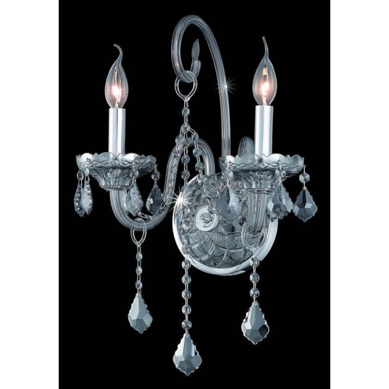 Elegant Lighting Verona 2 Light Silver Shade Wall Sconce Silver Shade (Grey) Royal Cut Crystal