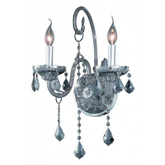 Elegant Lighting Verona 2 Light Silver Shade Wall Sconce Silver Shade (Grey) Royal Cut Crystal