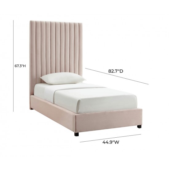 TOV Furniture Arabelle Blush Velvet Bed in Twin