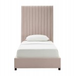 TOV Furniture Arabelle Blush Velvet Bed in Twin