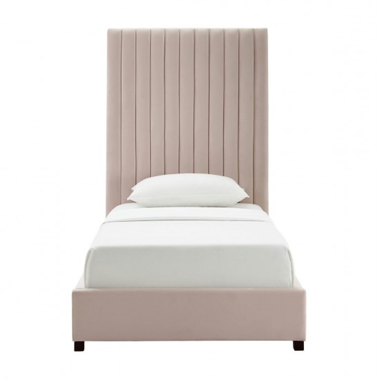 TOV Furniture Arabelle Blush Velvet Bed in Twin