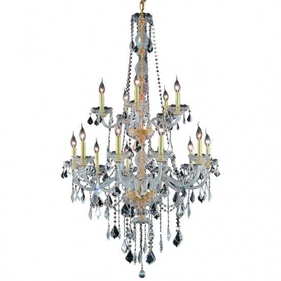 Elegant Lighting Verona 15 Light Gold Chandelier Clear Swarovski Elements Crystal