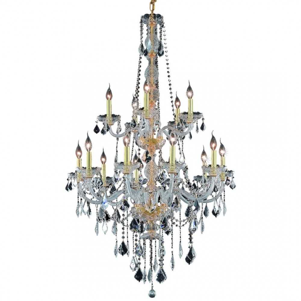 Elegant Lighting Verona 15 Light Gold Chandelier Clear Swarovski Elements Crystal