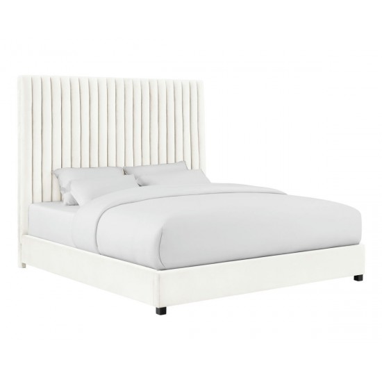 TOV Furniture Arabelle White Velvet Bed in King