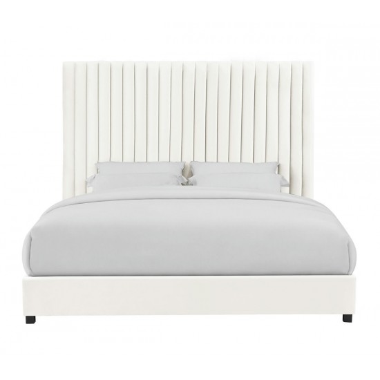 TOV Furniture Arabelle White Velvet Bed in King