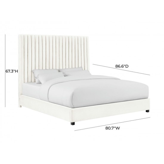 TOV Furniture Arabelle White Velvet Bed in King