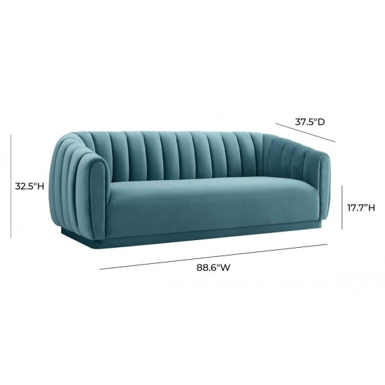 TOV Furniture Arno Sea Blue Velvet Sofa