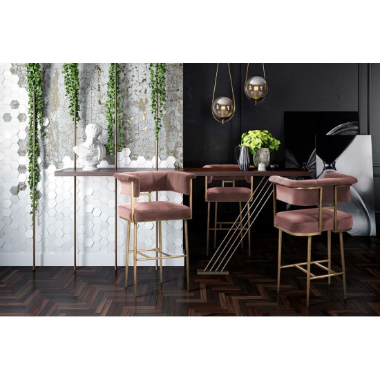 TOV Furniture Astrid Blush Velvet Bar Stool