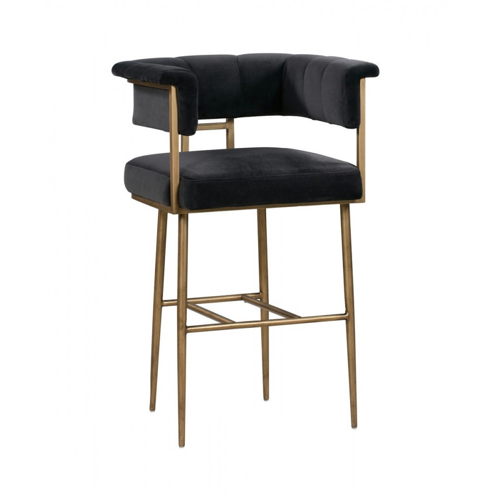 TOV Furniture Astrid Grey Velvet Bar Stool