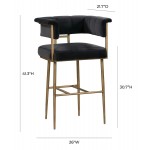 TOV Furniture Astrid Grey Velvet Bar Stool