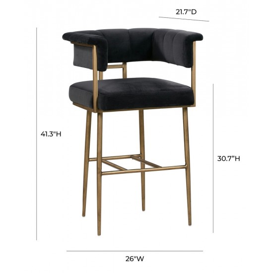 TOV Furniture Astrid Grey Velvet Bar Stool