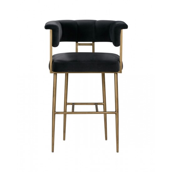 TOV Furniture Astrid Grey Velvet Bar Stool