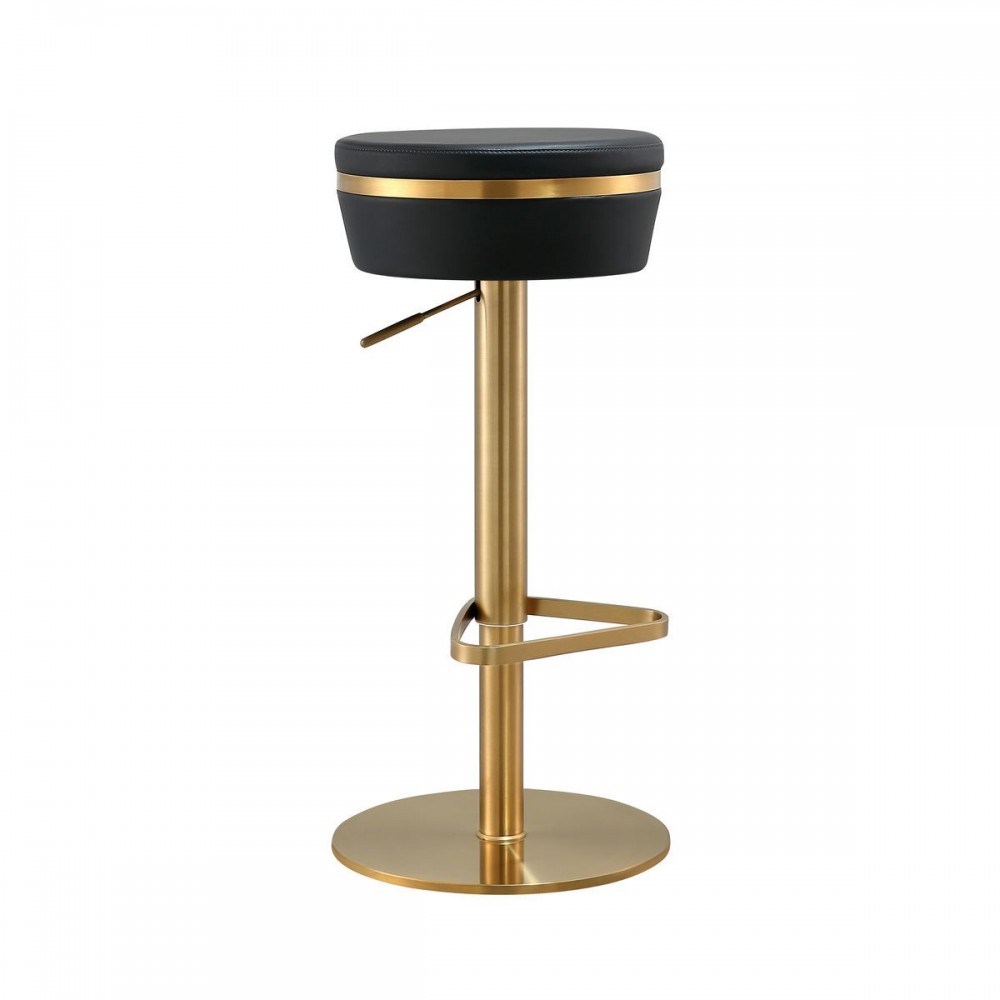 TOV Furniture Astro Black and Gold Adjustable Stool