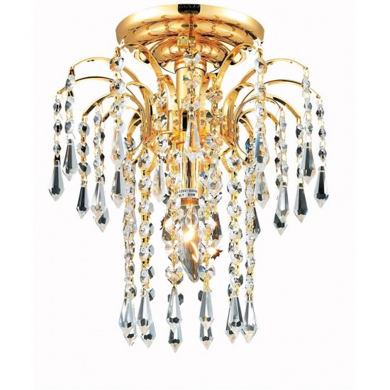 Elegant Lighting Falls 1 Light Gold Flush Mount Clear Elegant Cut Crystal