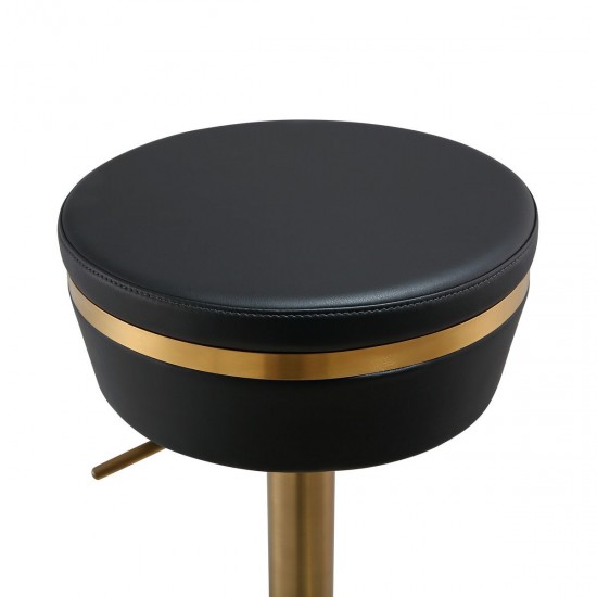 TOV Furniture Astro Black and Gold Adjustable Stool