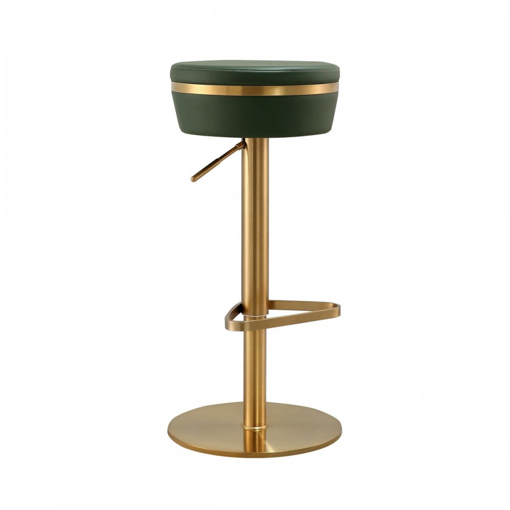 TOV Furniture Astro Malachite Green and Gold Adjustable Stool