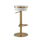 TOV Furniture Astro White and Gold Adjustable Stool