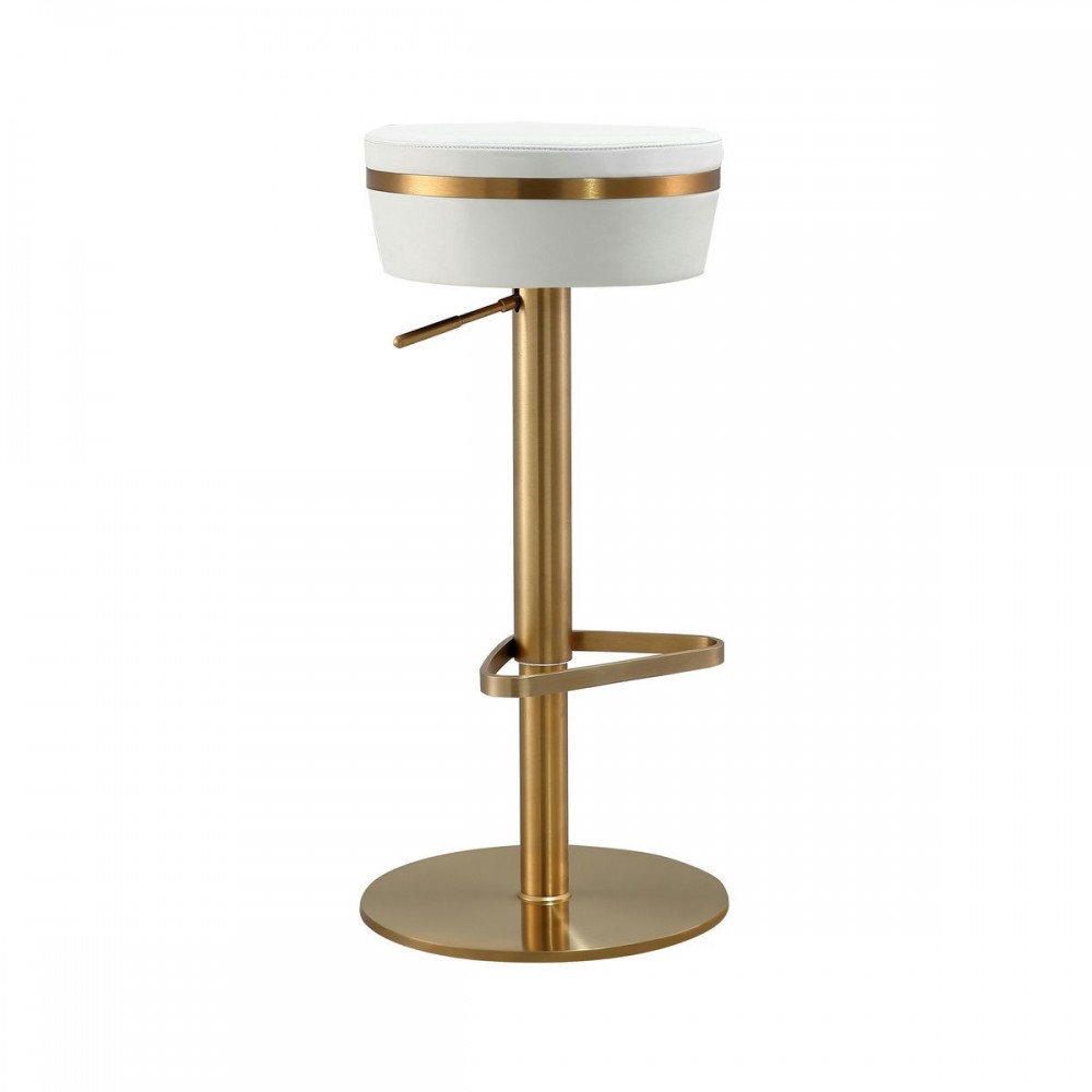 TOV Furniture Astro White and Gold Adjustable Stool